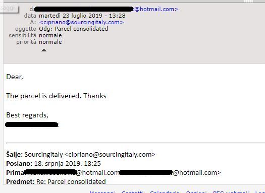 Forwarding Parcel Italy 181